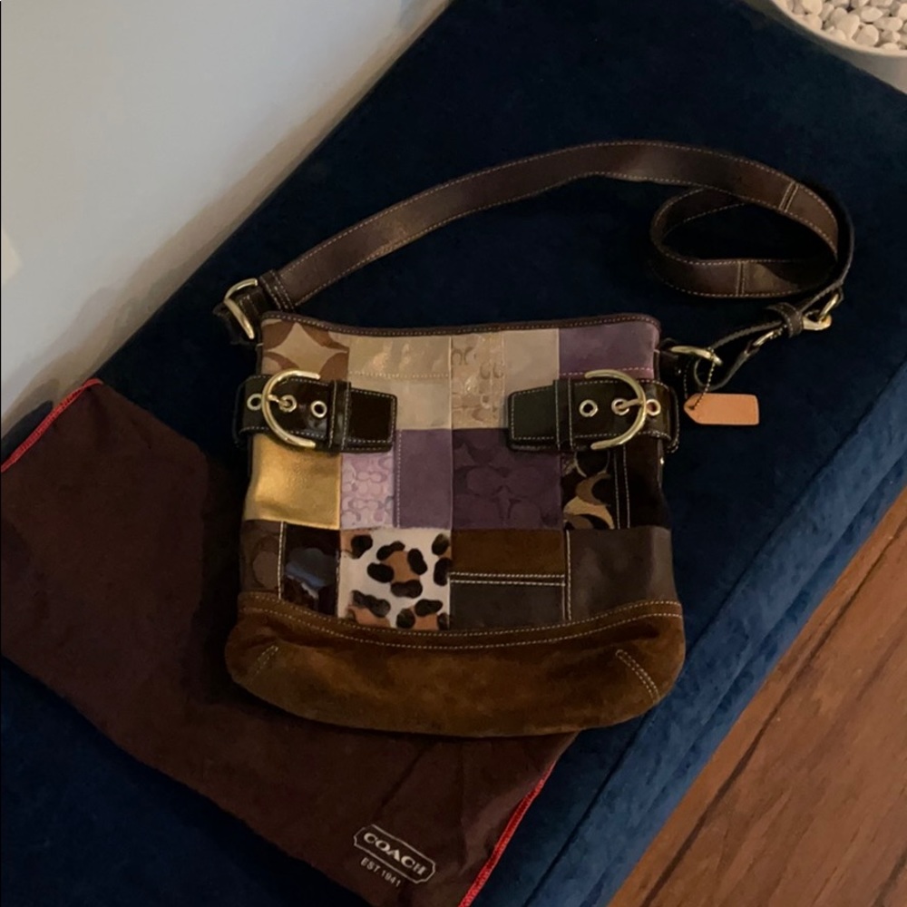 Coach H0S-3573 Multicolor Suede/Leather Tote